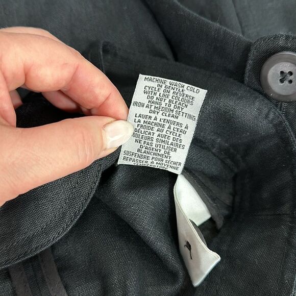 Marvin Richards Black Linen 3/4 Sleeve Button Front Jacket Size L - Picture 7 of 10